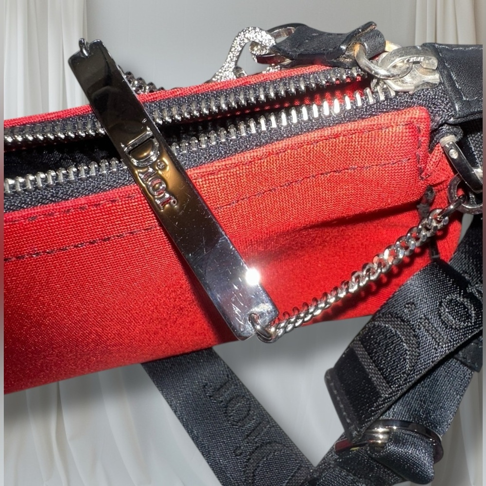 CHRISTIAN DIOR Red Silk Jersey Crystal Hardcore Bag RARE VINTAGE GALLIANO ERA - Picture 11 of 17